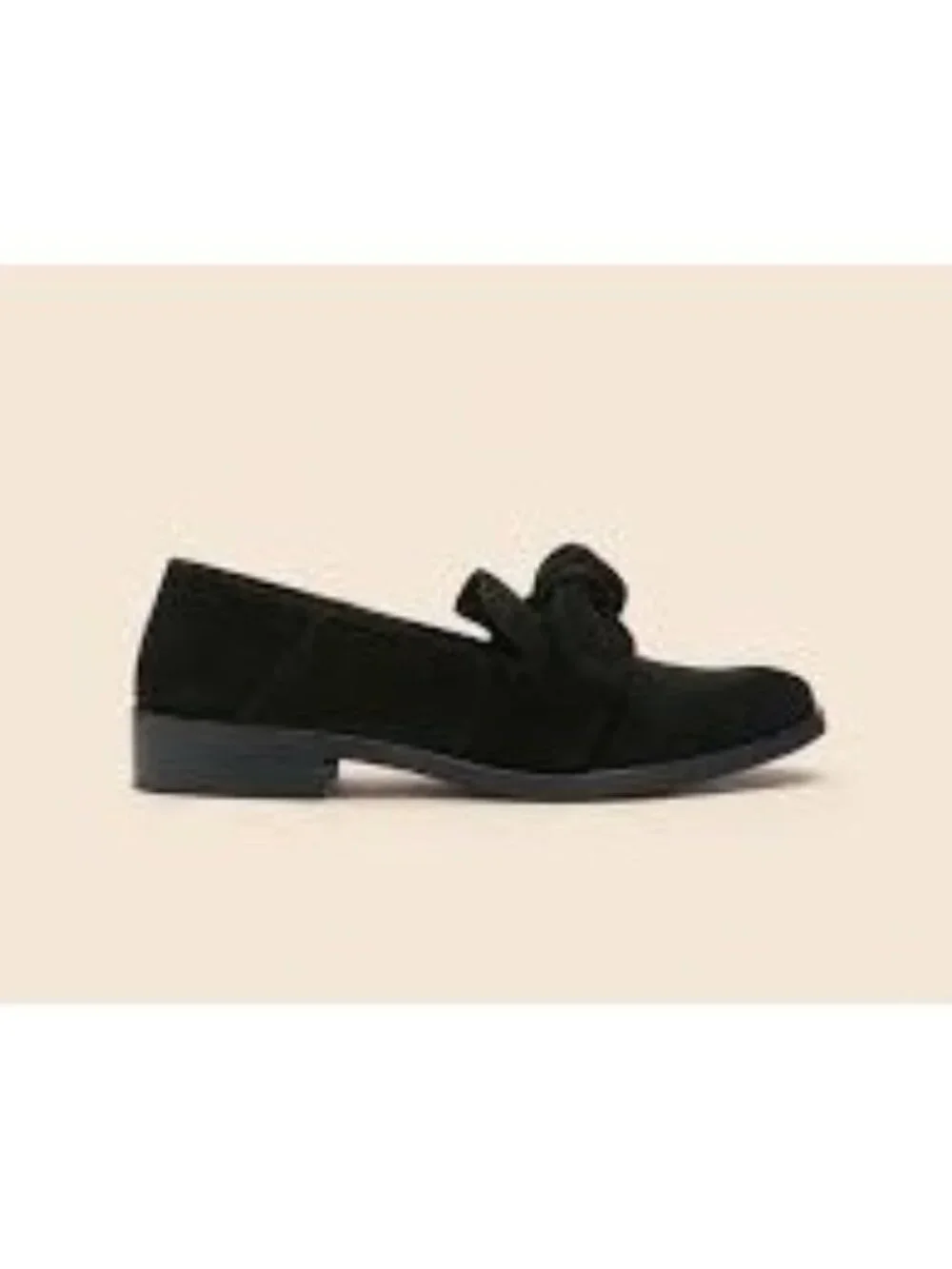 Pour La Victoire Black Suede Ruffled Loafers, Size 9.5